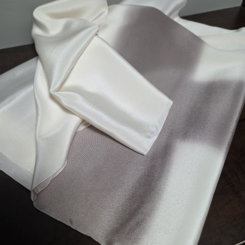 Vintage Japanese Pure Silk Fabric | Ivory & Dusty Mauve Ombré | 400×37cm